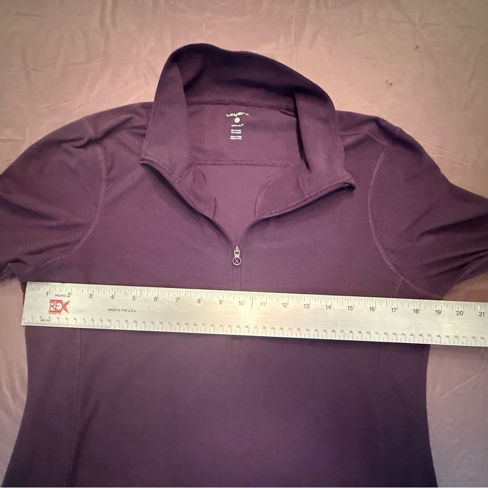 Layer 8 Purple Activewear Quarter-Zip Lightweight Top w/Ruched Sleeves Large - Picture 7 of 9